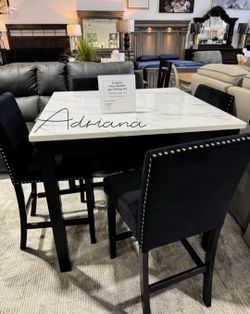 Lennon Faux Marble 5-Piece Dining Set