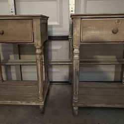 Light Brown Wood Accent Tables - Set of 2