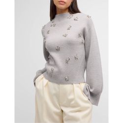New NWOT Women’s 3.1 Phillip Lim Metallic Merino Wool Blend Crystal Embellished Mockneck Pullover Sweater