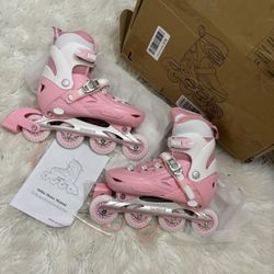 Inline Skates for Girls and Boys, 4 Size Adjustable Light up Wheels Kids Inline Skates for Toddlers Beginner Outdoor Indoor Sport