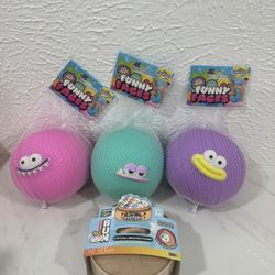Lot of 4 -Dumpling UV   And 3 Funny FACE jumbo Squishy New