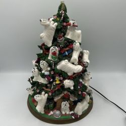 Danbury Mint Maltese Dog Lighted Christmas Tree Rare Dog Works
