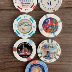 7 Casino Chips From Different Locations / Blackjack / Roulette 