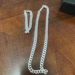 Miami Silver Chain And Bracelet 