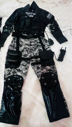 Kids SWAT Police Officer Costume Jumpsuit