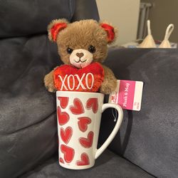 New Way To Celebrate Bear Plush  Stuffed Animal & Heart Mug Cup Valentines Day