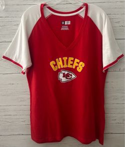 Kansas City Chiefs Women’s XXL V-Neck T-Shirt Red White Raglan NFL Team Apparel