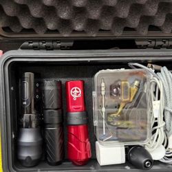 Fk Irons Flux Max, Fk Irons Exo, Inkjecta Nano Elite, And Peak Solace Tattoo Machines