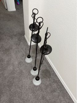 Set of 3 Oil Rubbed Bronze Pendant Lights with Frosted Glass Shades