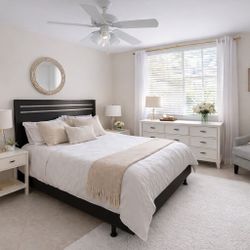 Modern Black Bed Frame with Headboard