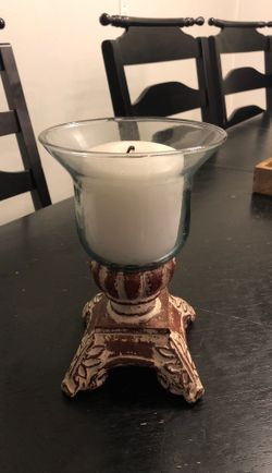 Antique glass candle holder