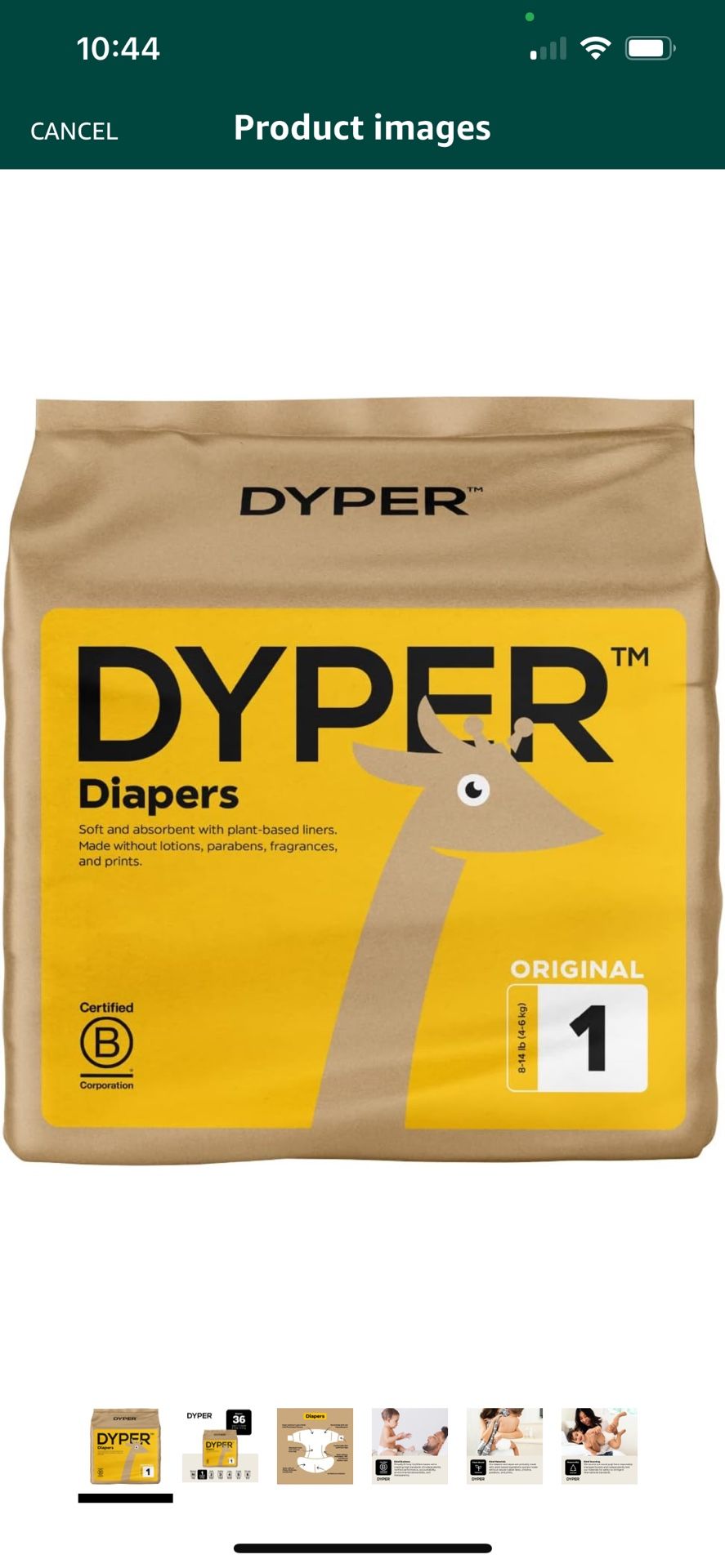 DYPER Viscose from Bamboo Baby Diapers Size 1 - 80 Pack