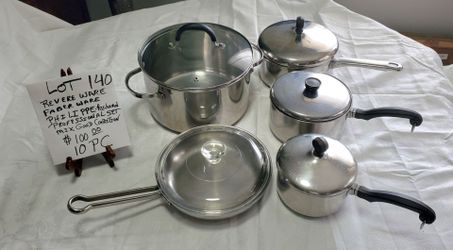 Lot#140 Revere Pro,
Farberware/Philippe Richard 10pcMix Stainless Cookware Set with Lids!