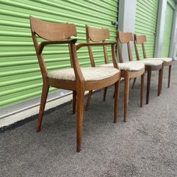 Four Drexel Declaration Dining Chairs. Finish has age