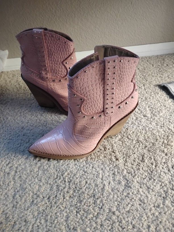 Sam Edelman Boots Sz 36 Leather Upper, Pink