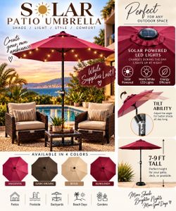 $40 Solar Outdoor Patio Umbrella 7-9 FT NEW
