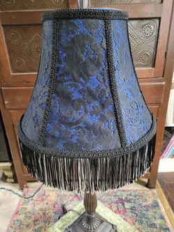 Gothic Black Lace Blue Fringe Lamp Shade