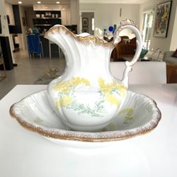 Vintage Pitcher & Wash Basin - Goldenrod 