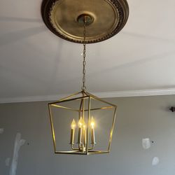Modern Brass Lantern Chandelier – 4 Light 