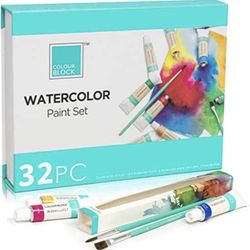 32pc Art Watercolor Painting Supplies, Beginner Set, Student Watercolor Set, Artist Kit, Water Color Painting, Water Paint Tubes,