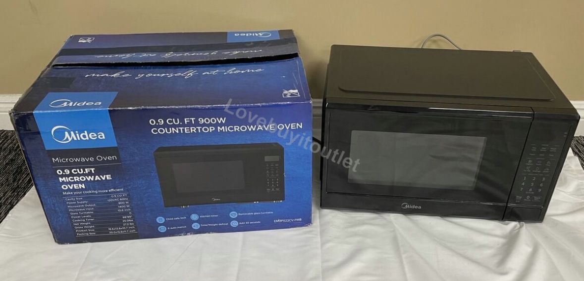 Midea 0.9 Microwave Black New Open Box