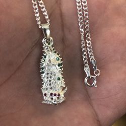 Virgin De Guadalupe Pendant With Chain