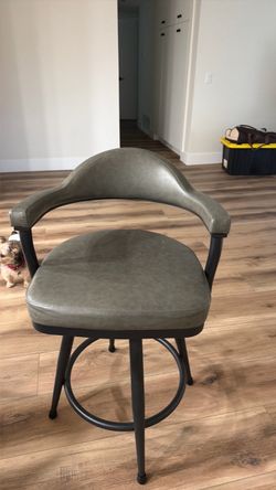 Gray Faux Leather Swivel Bar Stool
