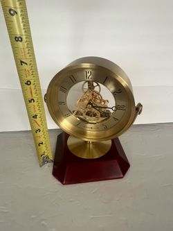 Vintage Howard Miller Soloman Table Clock, Brushed Brass Tested Works