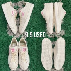Puma Suede Cream/Pink Canvas Size 9.5