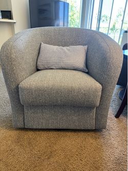 Blue Textured Swivel Barrel chair