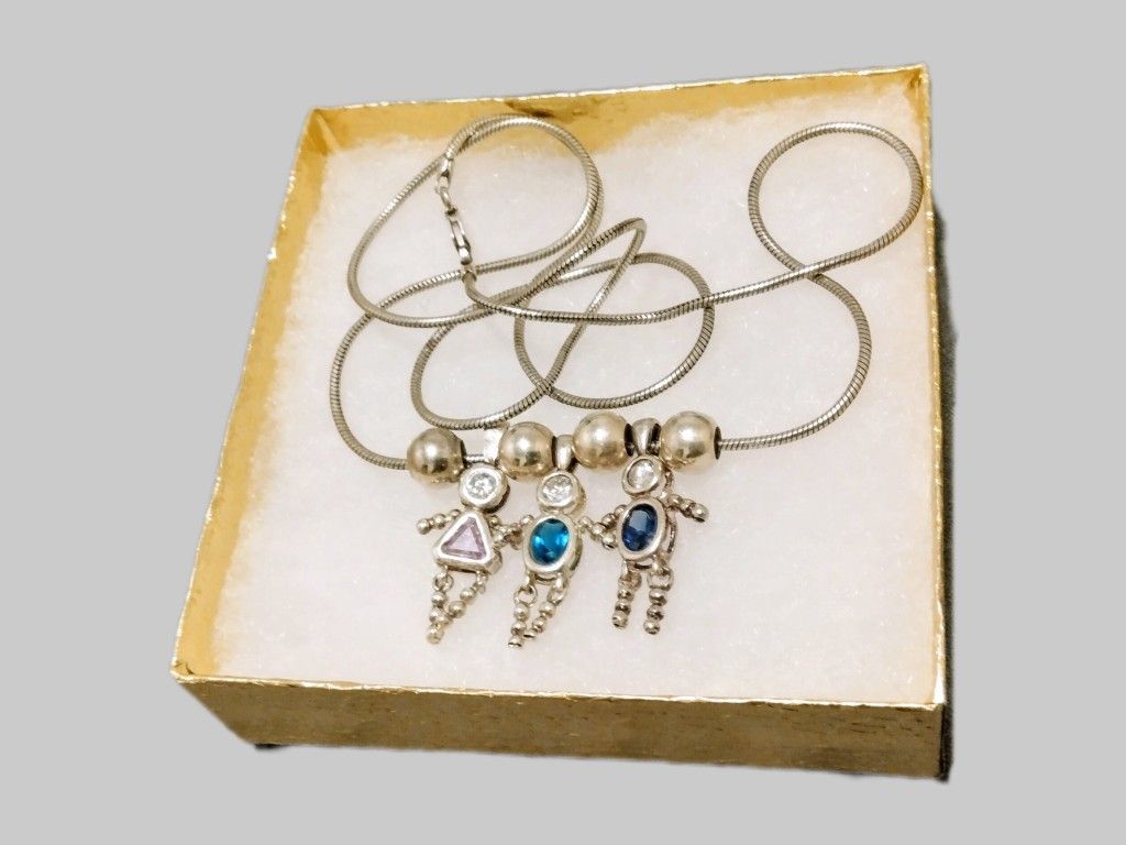 Sterling Silver (925) Birthstone Baby-Charm Necklace