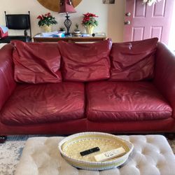 Leather Sofa Oxblood Red (Thomasville Brand)