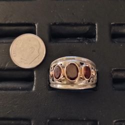 9k Gold 925 Silver Sterling Ring Size 8.5 7.40 Grams Real Silver Gold