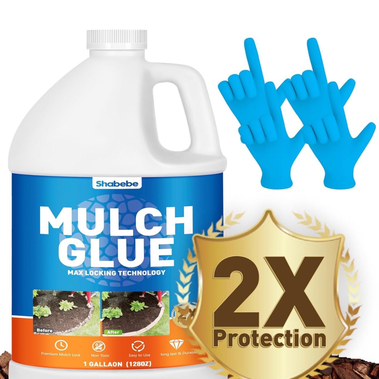 Mulch Glue -1 Gallon Mulch Glue for Landscaping, Super Strength Landscape Adhesive Landscape Lock, Fast-Dry, Non-Toxic, Mulch Binder Glue, Pea Gravel,