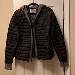 Puffer Jacket Black Color And Green Lining