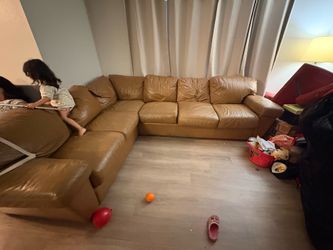 Leather brown couch