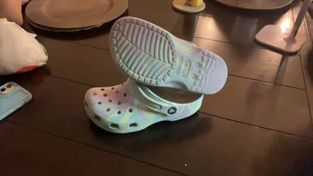 Tye dye crocs.