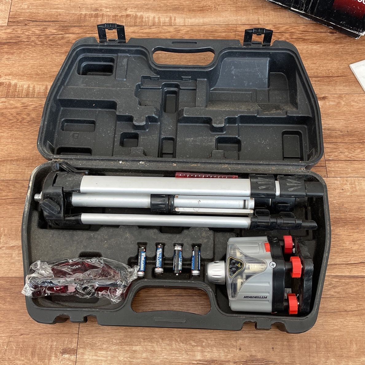 Pittsburgh rotary laser level kit Used tripod and glasses in case