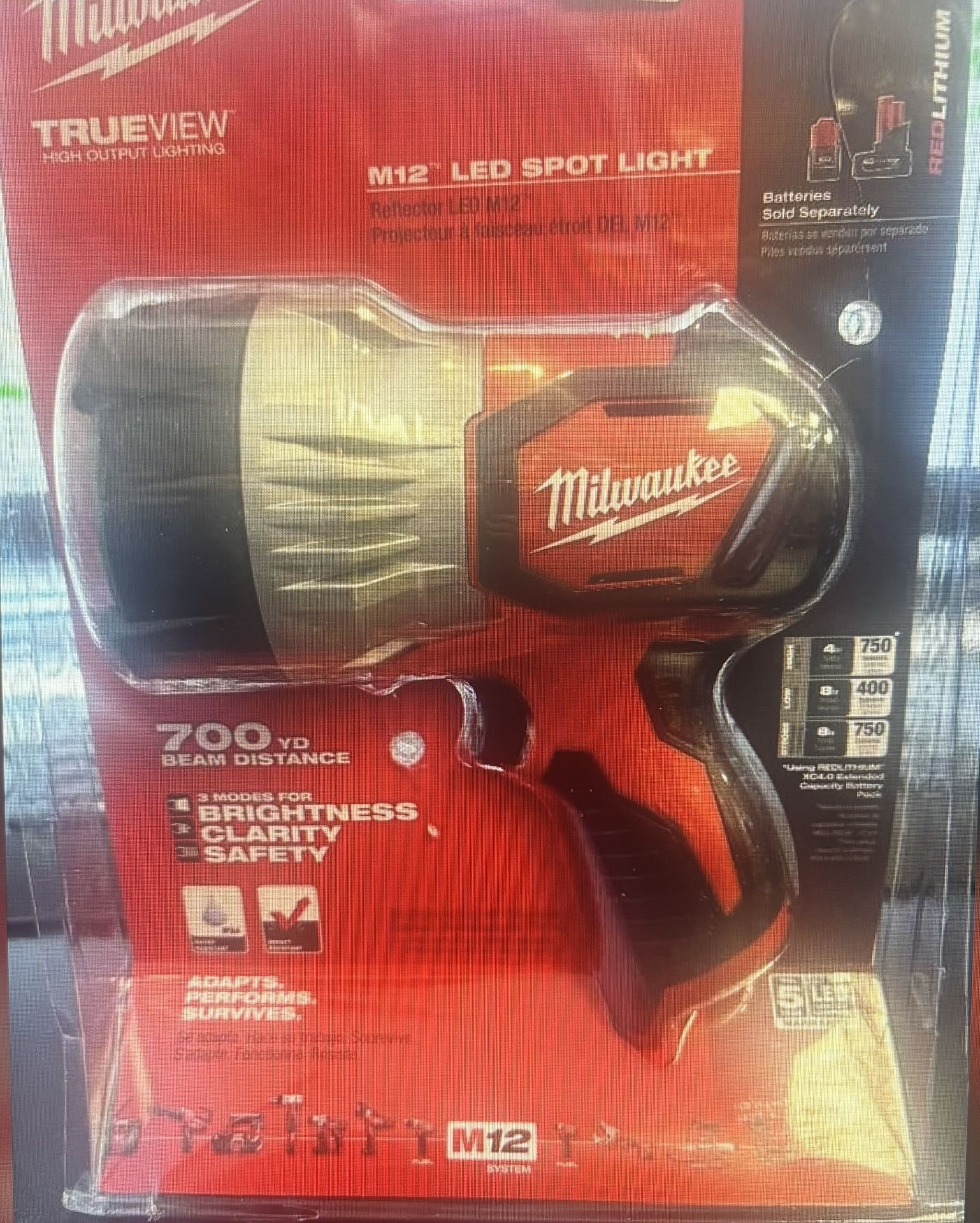 2353-20 Milwaukee M12 12V Trueview 750 Lumens Cordless LED Spot Light