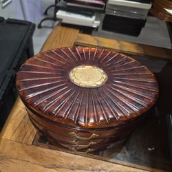 Vintage Rialto Jewelry Box ~ Brown Tortoise Shell Lucite ~ 4 Tiers and Mirror

