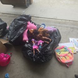 2 Bags Of Girls Toys, Dolls, Plushies All For $,15.00