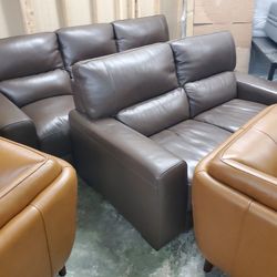 Dark Brown Sofa Set Top Grain Leather 