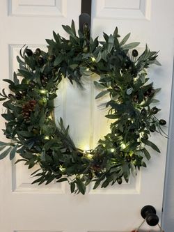Olive Branch Wreath With Lights/timer