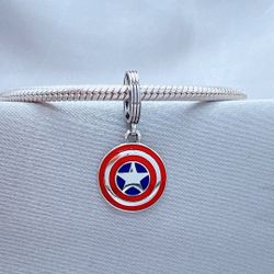 Genuine PANDORA Marvel Captain America Shield Dangle Avengers W/Pouch