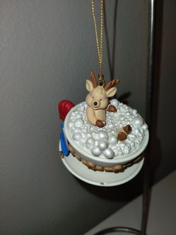 Vintage Westmar Christmas Tree Hanging Ornament 1997 Reindeer in a Teacup Bubble