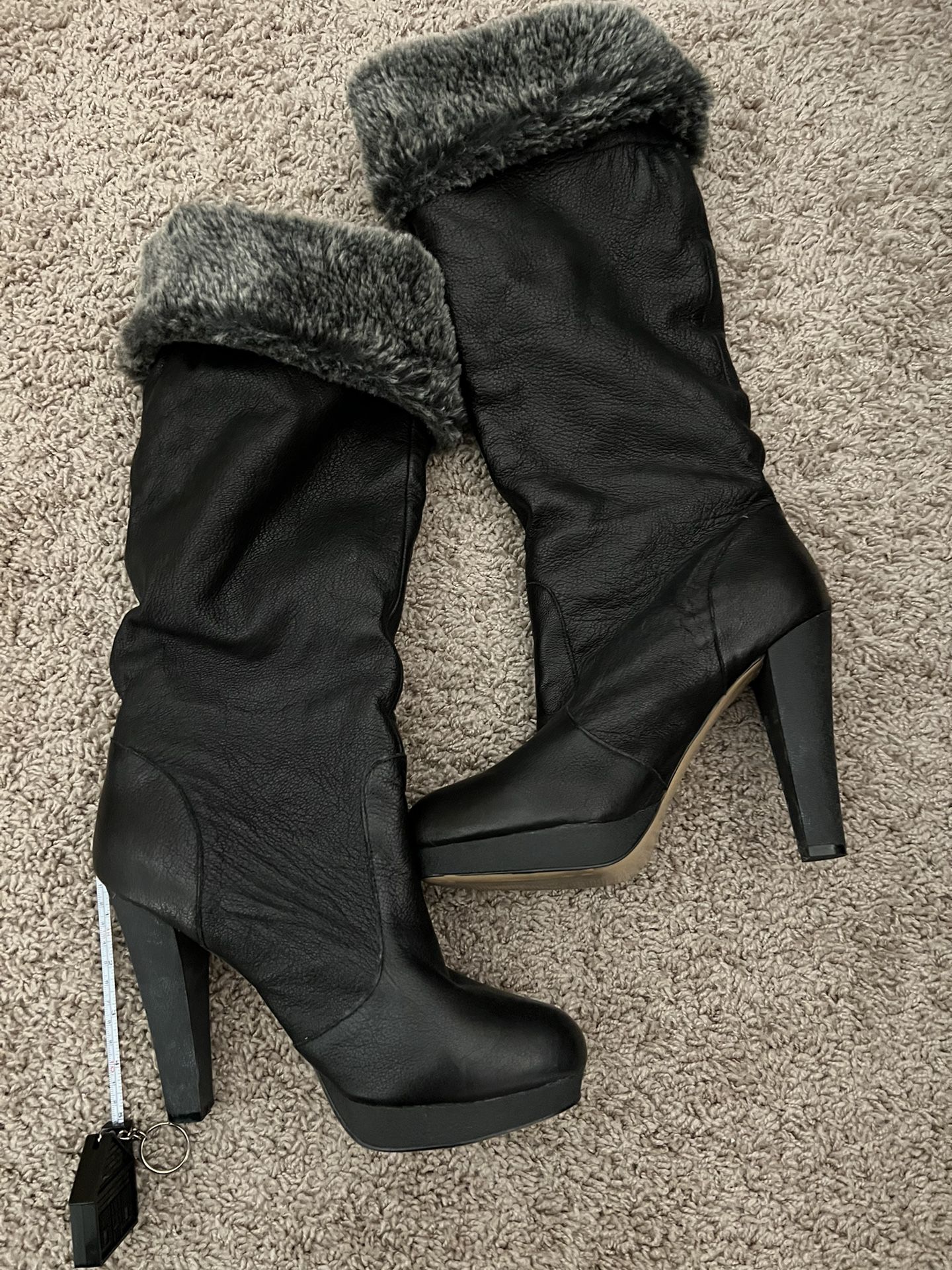 Fury Knee High Leather Boots Size 10