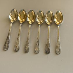 Vintage Gold Plated Tea Spoons  6pcs