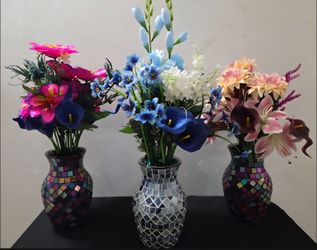 Mosaic Vases with Faux Floral Bouquets ($30 EACH) @ Lasting Creations