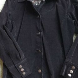 WOMENS LONG-SLEEVE BROWN CORDUROY BARN JACKET COAT WITH BUTTON FRONT SIZE M VERY NICE!