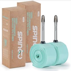 2-Pack SPINGO Metal Valves TPU Inner Tube 700C x 23c-32c / 35c-43c with 48mm/60mm/80mm Metal Presta Valves TPU Bike Tube 700C Lightweight Bicycle Spar